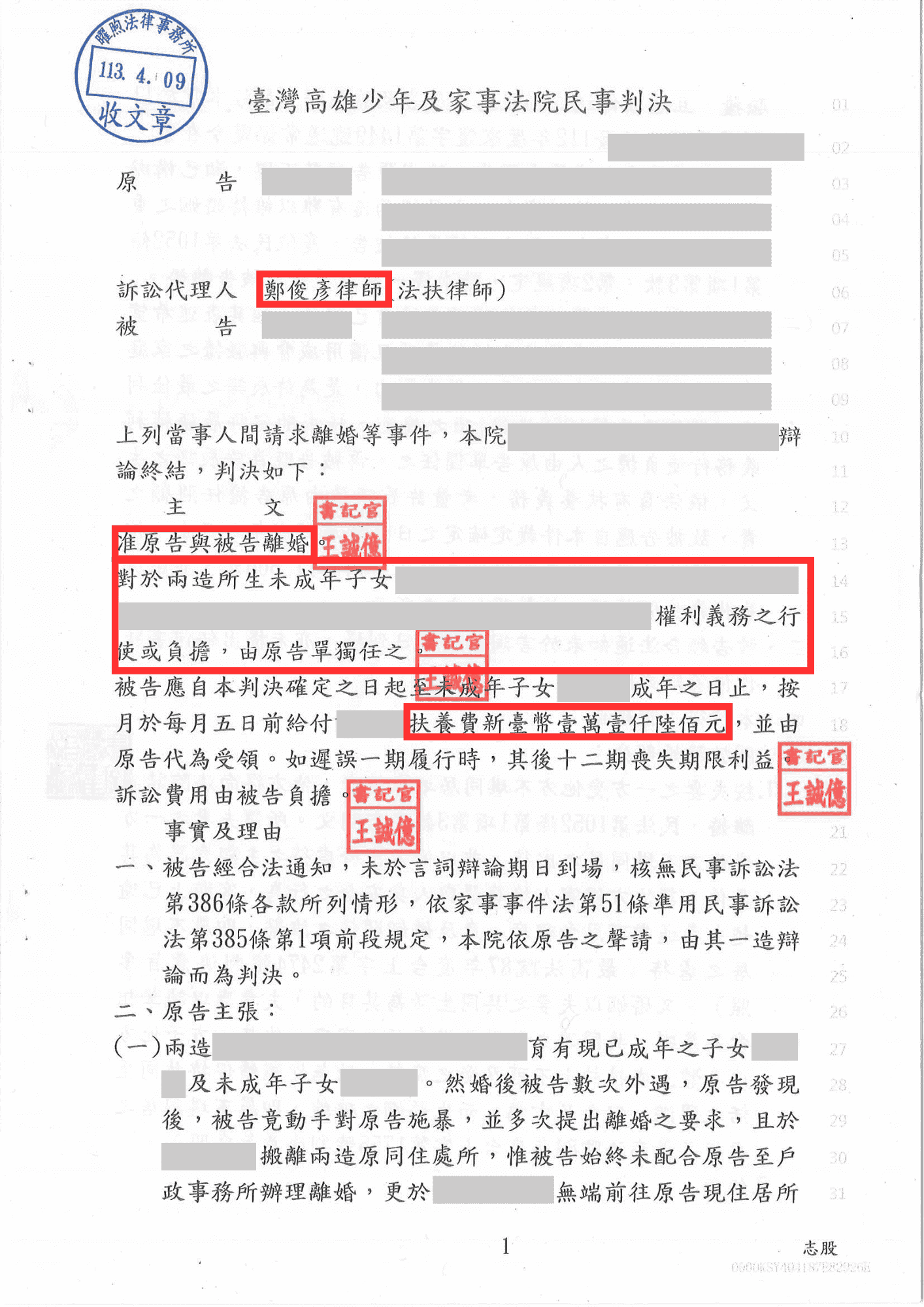 高雄離婚律師勝訴案例