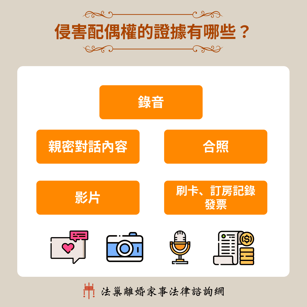 侵害配偶權的證據有哪些？